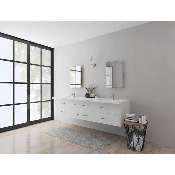 YUDEZIGN Calgary 90.5'' Double Bathroom Vanity Base Only Wayfair